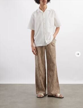 Sefr Pants Men XL Ramon Trouser Fine Summer Tweed Beige Wide Leg Minimalist Work